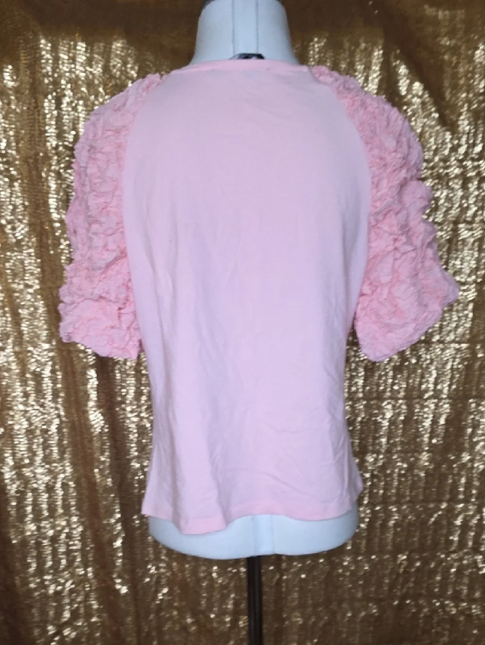 Women's Pink Ruffle V-Neck Blouse - Picture 5 of 6